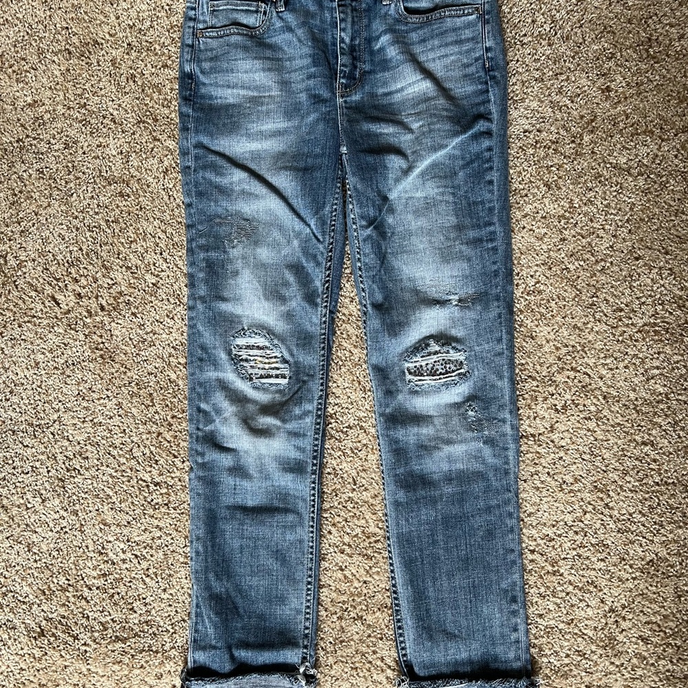 White House Black Market Distressed Blue Skinny Jeans